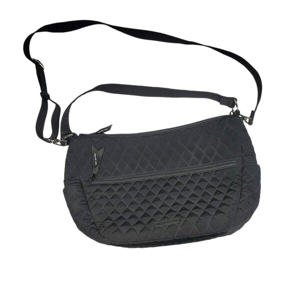 Vera Bradley Go Ahead Convertible Crossbody Shoulder Bag Solid Black Quilted - Picture 1 of 8